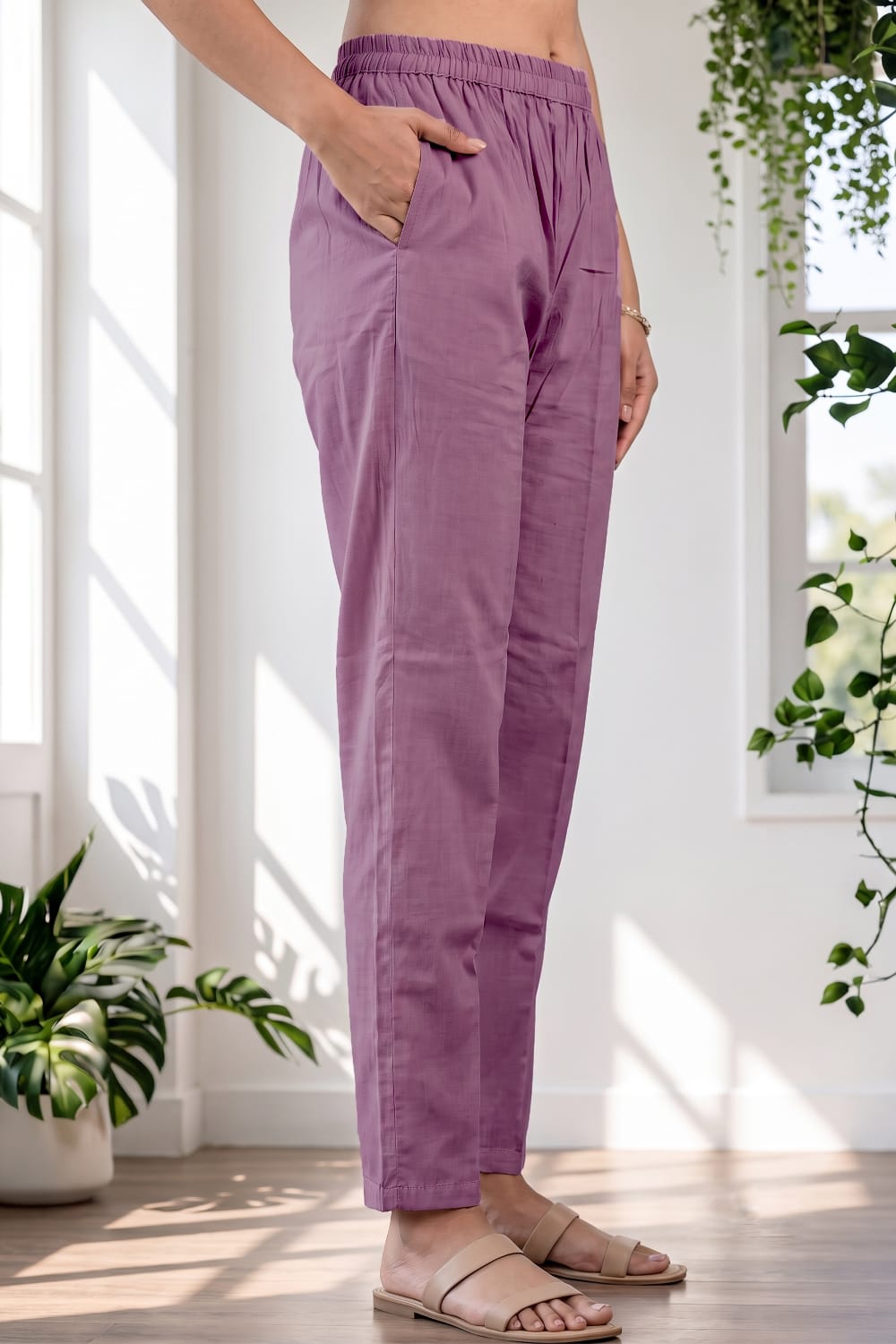Lavender Embroidered Kurti Set with Pant & Printed Organza Dupatta | Maltoz