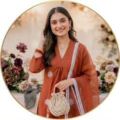 Rust Orange Embroidered Kurti Set with Pant & Dupatta | Maltoz - editorial-used-by