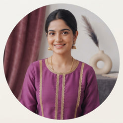 Plum Purple Kurti Set with Pant & Gold Lace Detailing | Maltoz - editorial-used-by